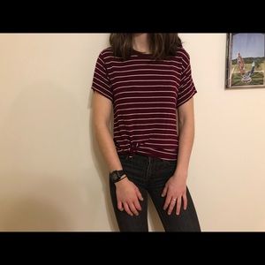 Red and white striped tee